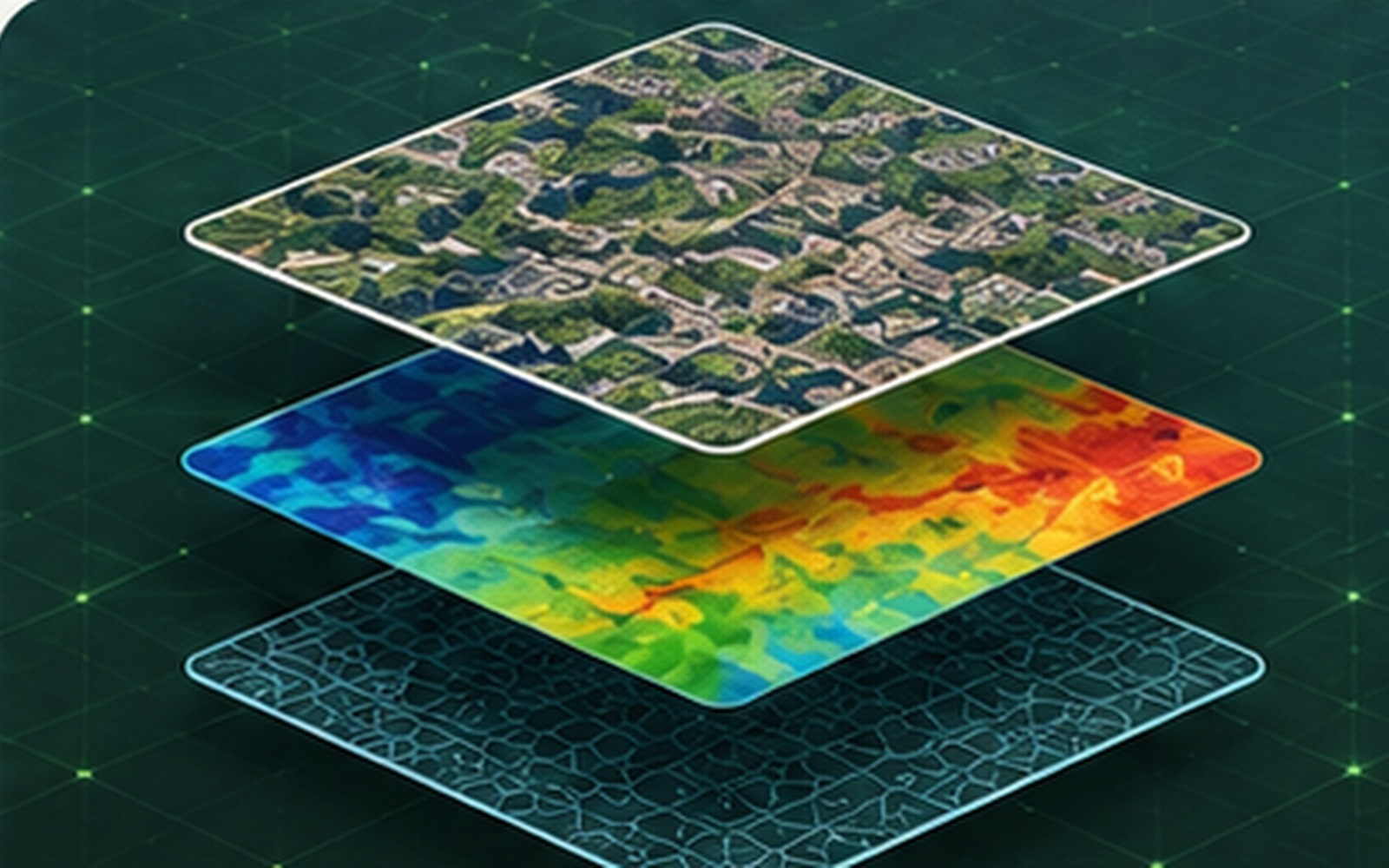 Layered geospatial datasets representing infrastructure and terrain